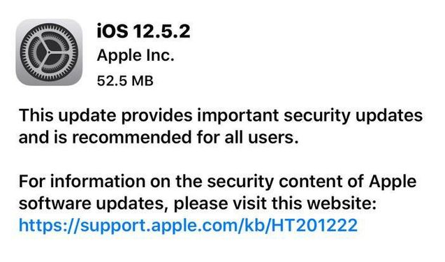 皂市镇苹果手机维修分享iOS12.5.2发布，建议所有老苹果用户安装 